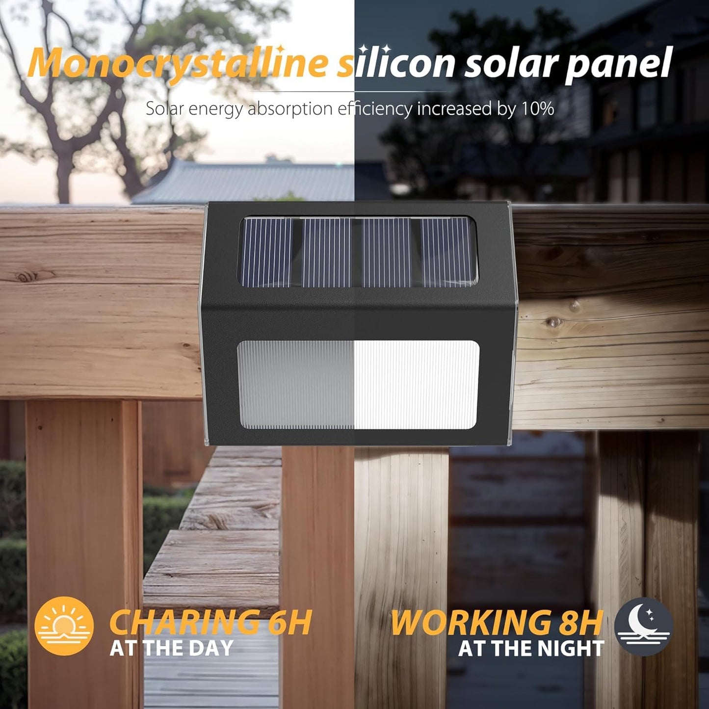 lightwiwu Solar Lights Outdoor Waterproof, 12 Pack Solar Fence Lights Auto On/Off, Bright LED Outdoor Lighting for Fence, Patio, Deck, Garden, Pathway, Cold White Light with Black Shell