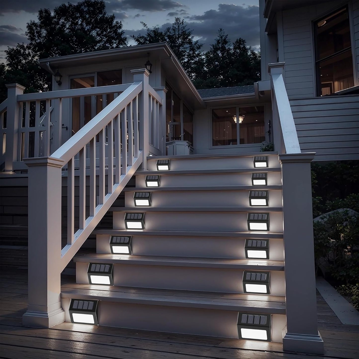 lightwiwu Solar Lights Outdoor Waterproof, 12 Pack Solar Fence Lights Auto On/Off, Bright LED Outdoor Lighting for Fence, Patio, Deck, Garden, Pathway, Cold White Light with Black Shell